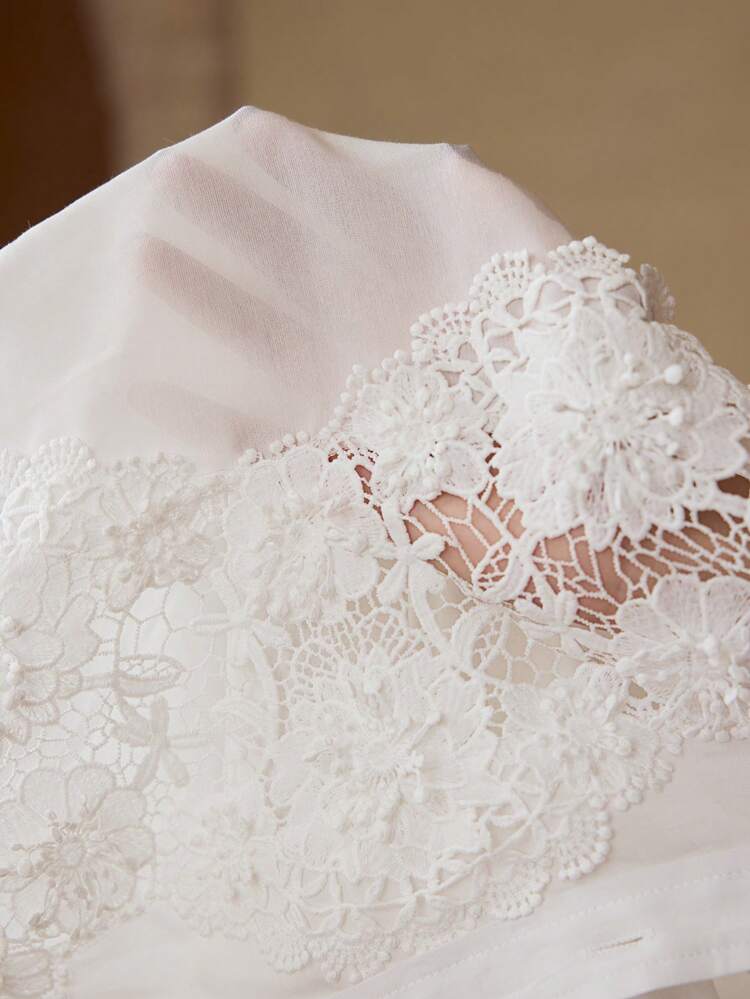 GUIPURE LACE BUTTON UP SHIRT