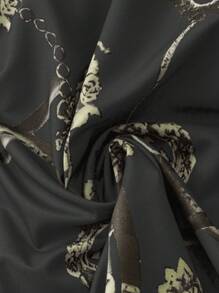 SHEIN Clasi Women's Casual Collar Neck Simple Blue Floral Print Dress Maxi Women Outfit