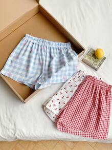Comfortcana 3PCS Graphic Multi-Color Woven Wide Leg Shorts For Women - Multicolor - View 1