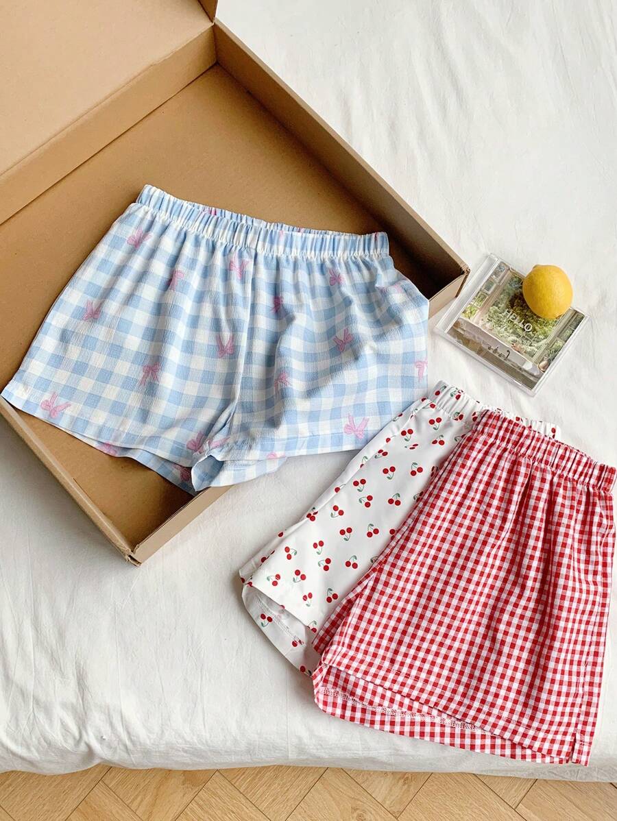 Comfortcana 3PCS Graphic Multi-Color Woven Wide Leg Shorts For Women - Multicolor - View 1