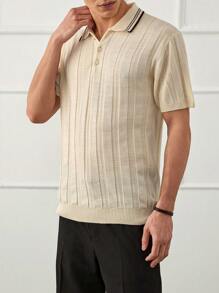 RueChic Camisa polo de punto informal y regular, con botones, para hombre