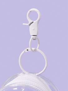 SCOOBY-DOO X SHEIN Portable Mini Transparent Zipper Pouch, Multifunctional Travel Organizer For Cables, Cosmetics, Keys & Accessories, Compact Keychain Storage Bag For Women, Girls, Office, School & Outdoor Essentials - White - View 3