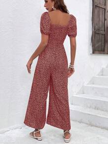 SHEIN Clasi Women's Jumpsuit With Short Sleeves, Square Neck, Minimalist And Fashionable Design, Suitable For Summer
