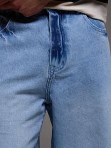 Musero Men Acid Wash Baggy Wide Leg Jeans - Blue - View 5