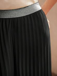 MOTF Classy PANTALONES PLISADOS CON RIBETE DE CONTRASTE - Negro - Ver 2