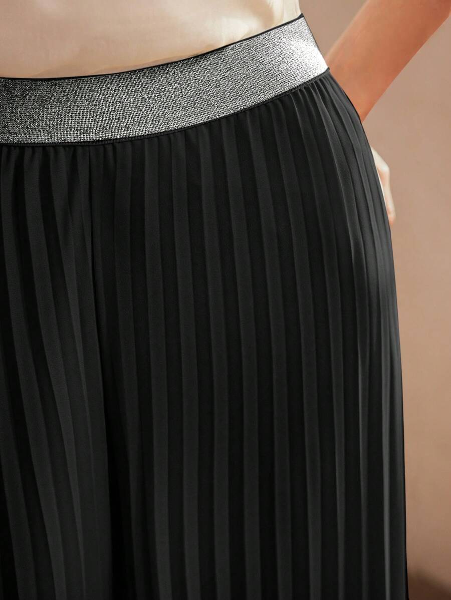 MOTF Classy PANTALONES PLISADOS CON RIBETE DE CONTRASTE - Negro - Ver 2