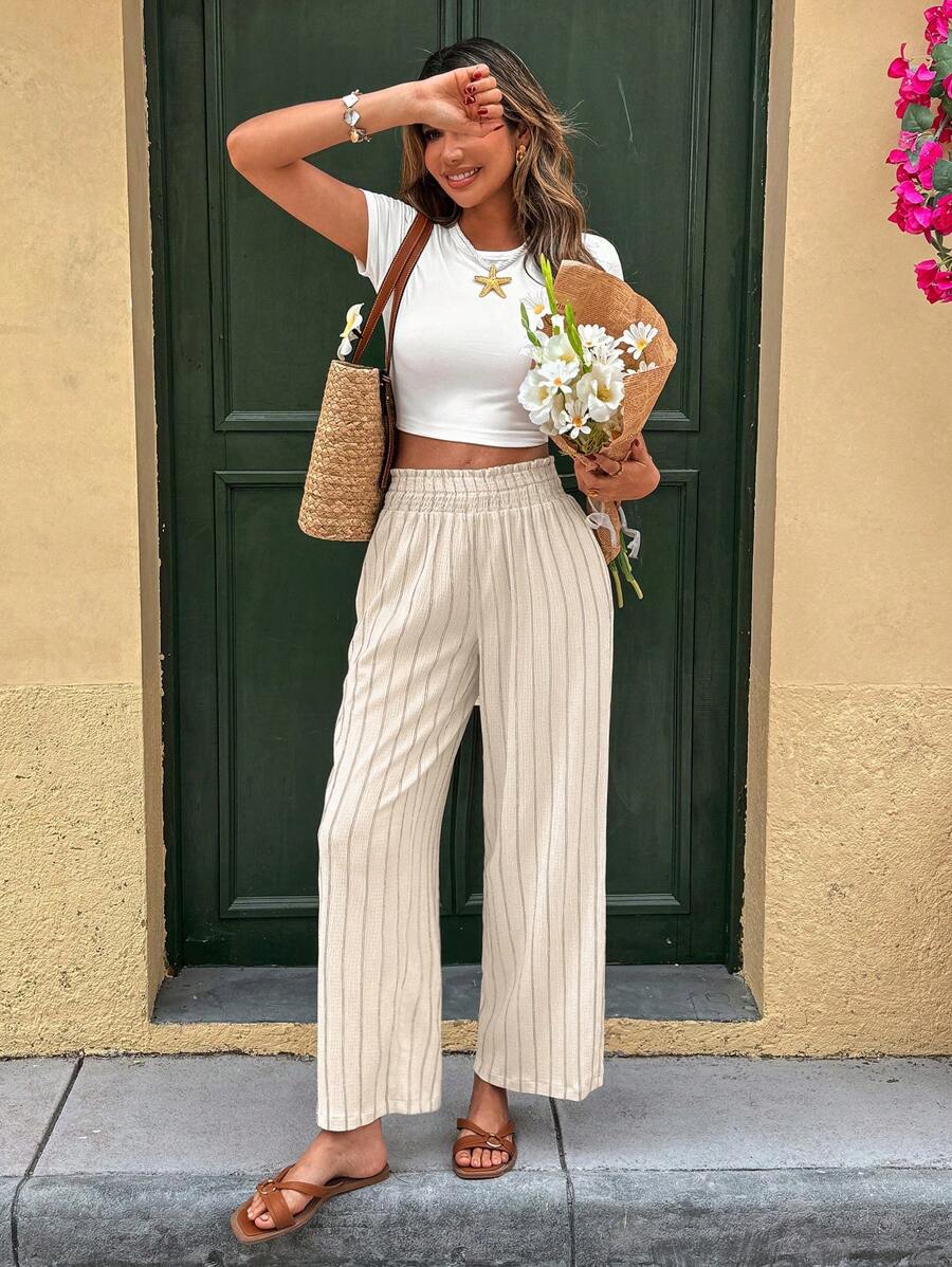 SHEIN Frenchy 大码纯色休闲裤，适合夏季