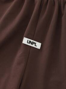 SHEIN Teen Boys' Casual Loose Simple Letter Print Shorts - Camel - View 3