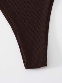 Swim Basics Women's Solid Color Sexy Bikini Bottom For Summer Beach Vacation - Brown - View 3