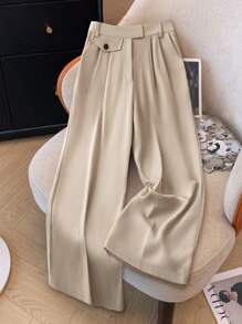 Franclia Plus Size Versatile Solid High Waisted Straight Leg Slimming Dress Pants Graduation,Back To School,Teacher Outfits For Women Winter Fall Autumn - Khaki - View 1