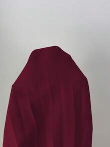 Elenzga 黄色圆领褶皱面料拼布腰部 A 字型优雅浪漫女式连衣裙 - 酒紅色 - 查看 5