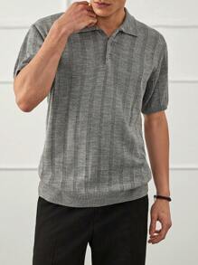 RueChic Chemise polo en maille côtelée régulière, style casual business pour hommes