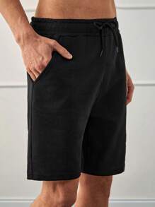 EURMUSE Men's Solid Color Short Sleeve Simple Casual T-Shirt, Fashionable Daily Wear - Black - View 4