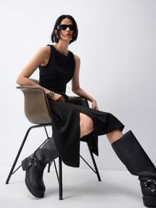 SHEIN EZwear Gonna nera asimmetrica taglie forti