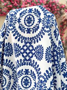 SHEIN Vestido de embarazo sin mangas de cuello redondo, adecuado para mujeres en primavera y verano - Azul y blanco - Ver 6