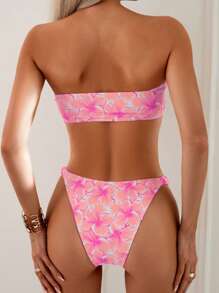 SHEIN Swim Conjunto de traje de baño para mujer (Diseño con estampado aleatorio, licenciado)