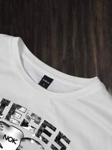 PAVTROS 男士圆领长袖字母印花休闲 T 恤 - 白色 - 查看 3