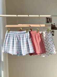 Comfortcana 3PCS Graphic Multi-Color Woven Wide Leg Shorts For Women - Multicolor - View 6