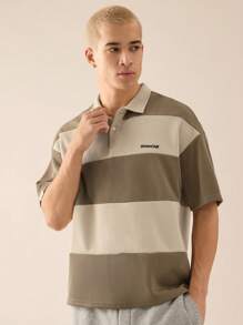 SWAVVY 男士针织休闲日常青年宽松短袖POLO衫，学校 - 彩色 - 查看 5