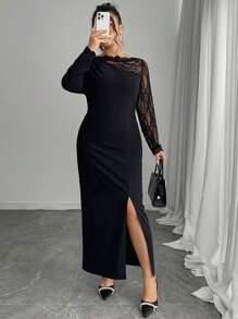 Modelyn Plus Size Simple And Fashionable Dress, Suitable For Summer - Black - View 2