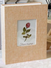 SHEIN Linen Cover Flowers Photo Album With Display Window: Modern Simplicity, Holds 200 Photos, Photo Frame Perfect For Family Memories And Gifts Easter Home Decor Wedding Decor
