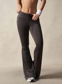 VARSITIE 女士纯色抽绳腰喇叭运动裤 - 深灰色 - 查看 8