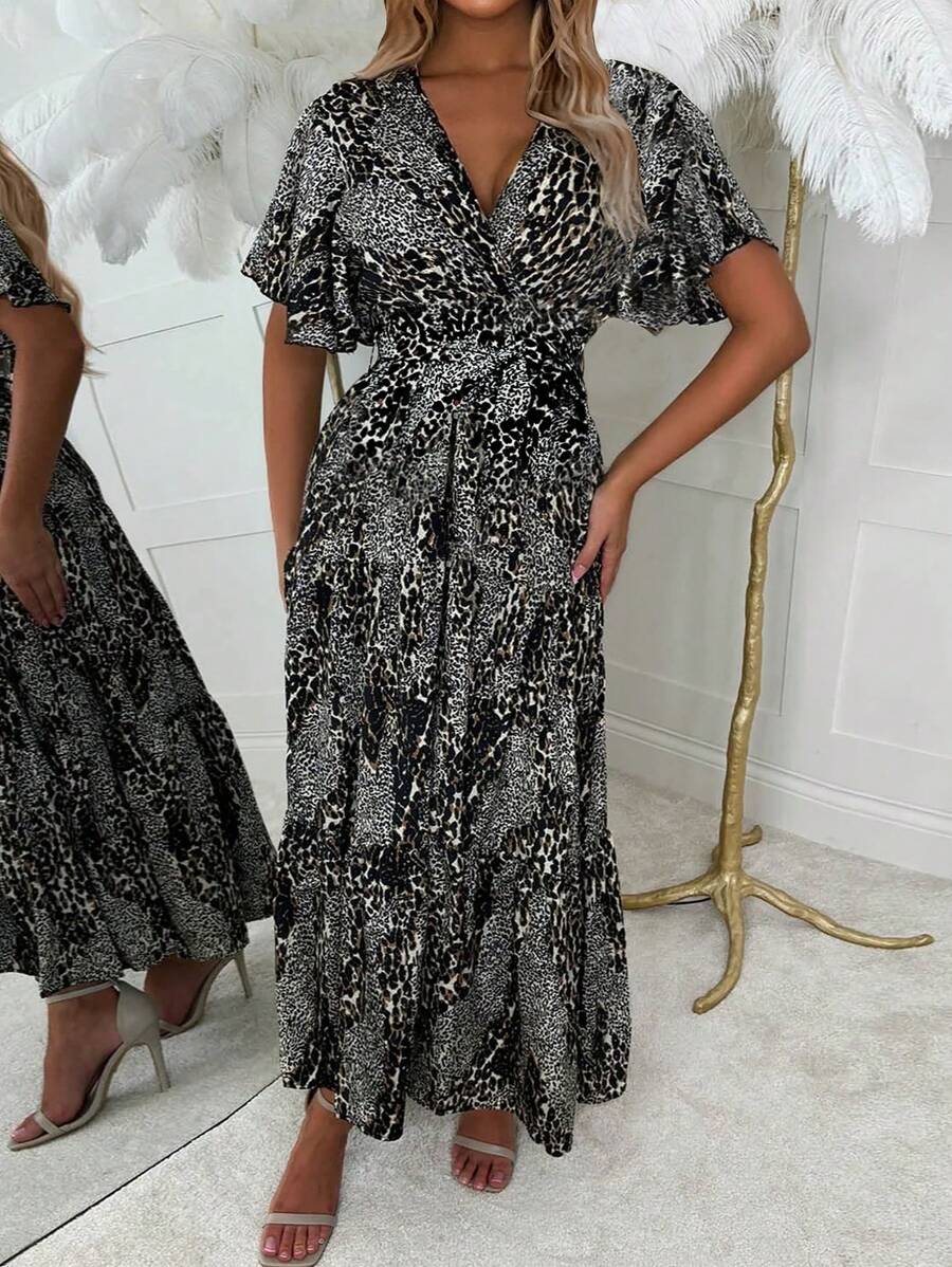 SHEIN Clasi Women's Elegant Commuting Print Waist Sheath Dress - Multicolor - View 1