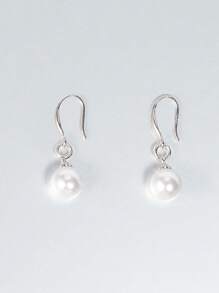 1对925纯银10毫米珍珠吊坠耳环，女士耳钩耳环，圣诞节冬季圣诞礼物 - 耳環 - 查看 6
