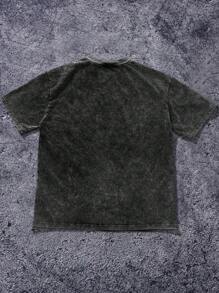 Manfinity EMRG Men's Casual Distressed Person & Letter Printed T-Shirt - Black - View 2