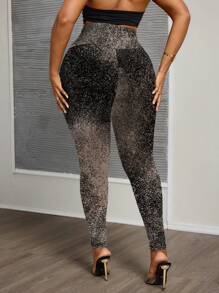 Slaydiva 性感闪光针织女式长款紧身裤，适合夏季 - 彩色 - 查看 2