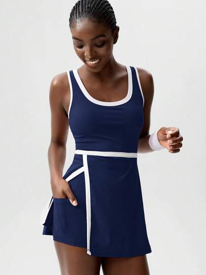VARSITIE Simple And Stylish Contrast Color Edge Women Active Dresses
