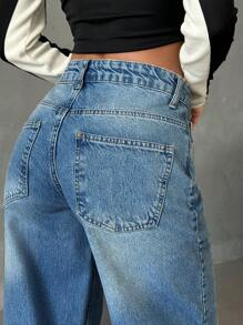 EURMUSE LOW RISE WIDELEG JEAN WITH BACK POCKET DETAIL - Light Wash - View 4