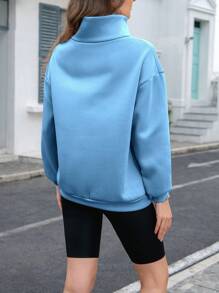 INAWLY 半拉鍊抓毛衣,長袖