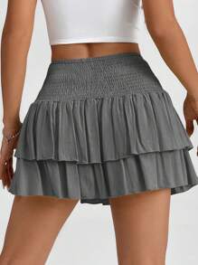 SHEIN PETITE Gerimpelde taille gelaagde zoom korte zomerrok