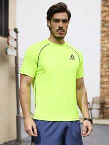 Gym Rark Camiseta deportiva de manga corta con estampado de letras y compresión para hombres - Amarillo - Ver 3