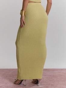 MUSERA Ruched Chiffon Stretch Tie Waist Fitted Maxi Skirt