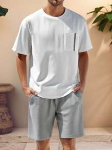 Manfinity RelaxMax Heren T-shirt met korte mouwen en korte broek met tape-afwerking Herenkleding Heren T-shirt Co. Ords-outfits voor heren Outfits Heren T-shirt Co. Ords-outfits voor heren Heren T-shirt Co. Ords-outfits voor heren Heren T-shirt Co. Ords-overhemd met rits voor heren