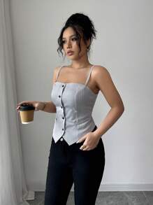 Chiquease Women Striped Casual Top - Grey - View 3