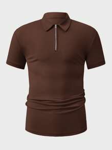 Manfinity Homme Męska koszulka polo z zamkiem błyskawicznym i spodenki ze ściągaczem, zestaw casualowy 2 częściowy, męski zestaw casualowy 2 częściowy