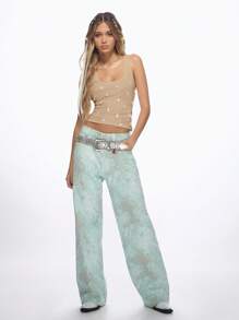 MISSGUIDED Camiseta de tirantes acanalada con adornos de cristal, top básico sin mangas para verano, cami para capas, chaleco crop top para fiestas, clubes, vacaciones y playa