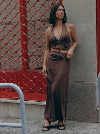 Nöista Long Mermaid Skirt Low Waist Solid Color. Spring Break Outfits