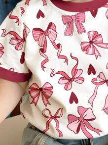 SHEIN Leap Crew 年轻女孩休闲简约圆领短袖T恤，适合夏季 - 白色 - 查看 3