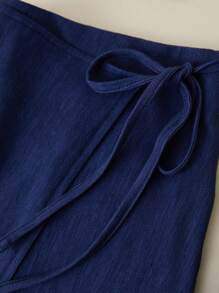 CosyJoli Plus Size Casual Blue Wrap-Around Skort - Blue - View 4