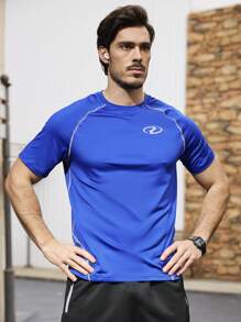 Manfinity Sport Corelite Men's Geometry Pattern Raglan Short Sleeve Sports T-Shirt