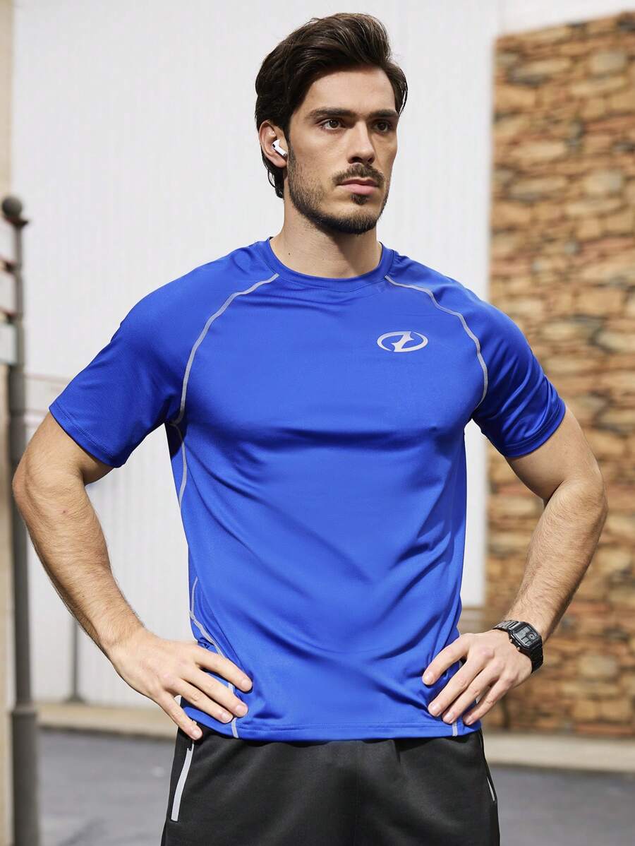 Manfinity Sport Corelite Men's Geometry Pattern Raglan Short Sleeve Sports T-Shirt