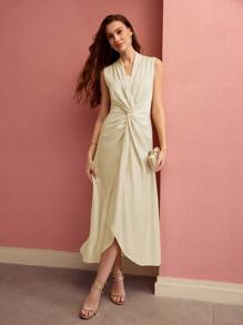 MOTF PREMIUM TWIST FRONT ZIPPER DRESS