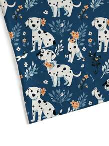 PopScrub Women's Cartoon Dog Graphic Navy Blue Nurse Uniform Top,V Neck Short Sleeve Frosted Scrub Work Wear With 2 Pockets,Soft Stretchy Maid Blouse Shirt - Blue - View 5