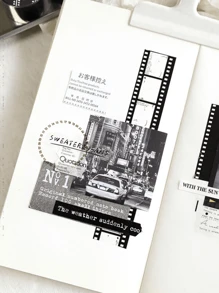 [Time Film Series] 1 gói Bộ nhãn dán trang trí phim đen trắng cổ điển cho khung ảnh tự làm, 20 miếng/gói Ngày lễ tình nhân, Đám cưới ngày lễ tình nhân, Sinh nhật - Đen và trắng - Xem 8