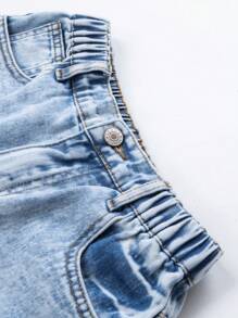 Tween Girls Y2K Vintage Washed Sunflower Graffiti Print Casual Versatile All-Match Regular Fit Relaxed Straight Leg Denim Jeans, Daily Wear - Light Wash - View 4