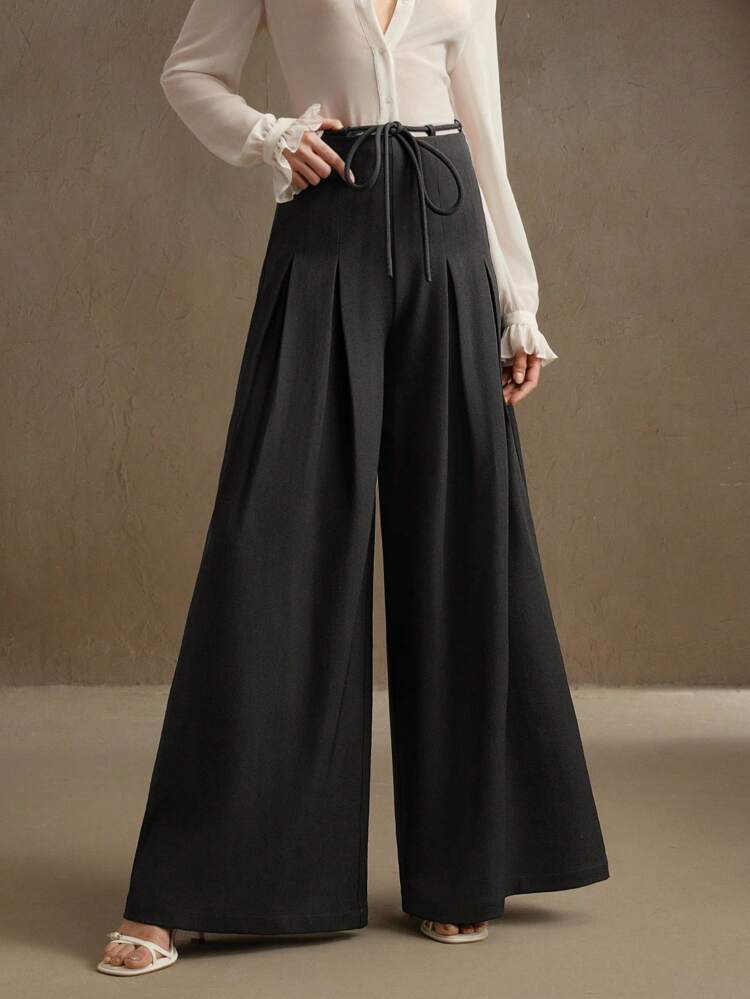 Anewsta Elaire Calça Casual de Perna Larga Elegante e Moderna Estilo Vintage, Calça Casual para Escritório, Adequada para Mulheres na Primavera e Verão